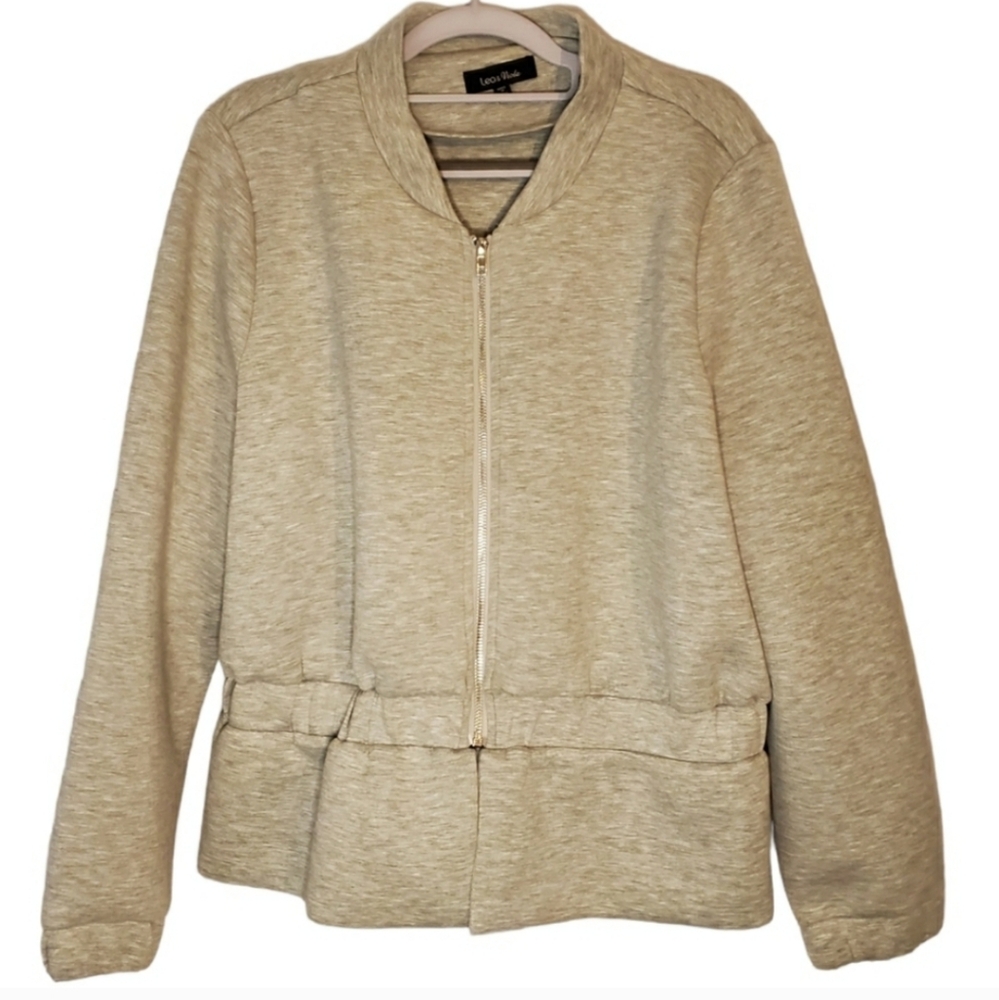 Anthropologie Lea & Viola  Women's Light Grey Peplum Jacket